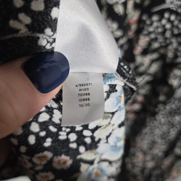 Loft Mixed Pattern Floral Oversized Midi Knee Dress Boho Office XS Rayon Keyhole - Picture 6 of 8